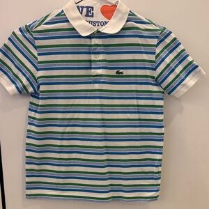 Lacoste Kids Polo Shirt - Green and Blue Stripes